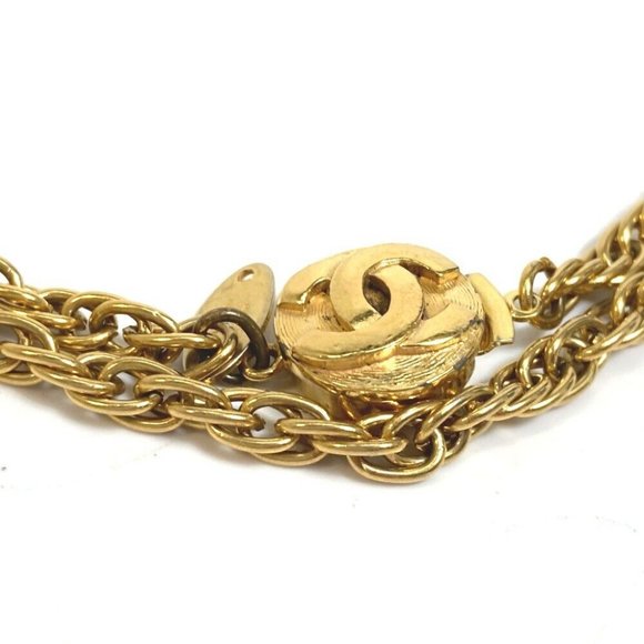 AUTHENTIC CHANEL CC Long chain Necklace Gold Plated Gold - Picture 11 of 12